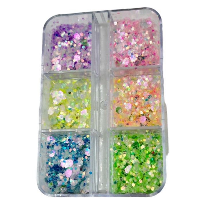 Caja de glitter aurora colorida – Crystal Nails