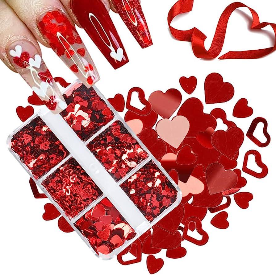 Caja de glitter corazones rojo – Crystal Nails