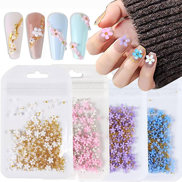 Flores 3D coloridas – Crystal Nails