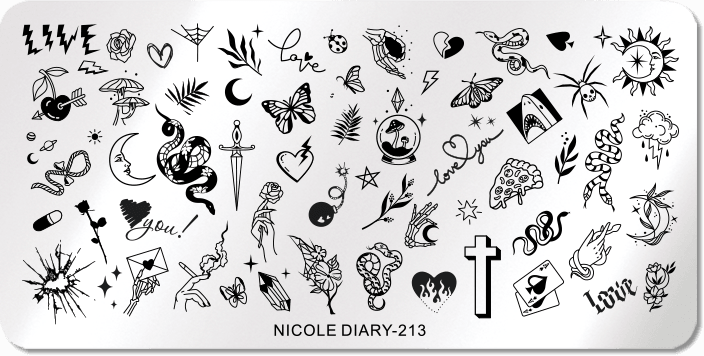 Placa de Stamping NICOLE DIARY - 213 – Crystal Nails