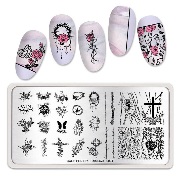 Placa de stamping Pain love Born Pretty – Crystal Nails