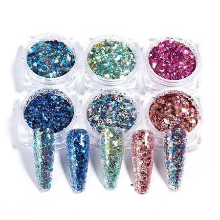 Set de 6 glitter surtidos – Crystal Nails