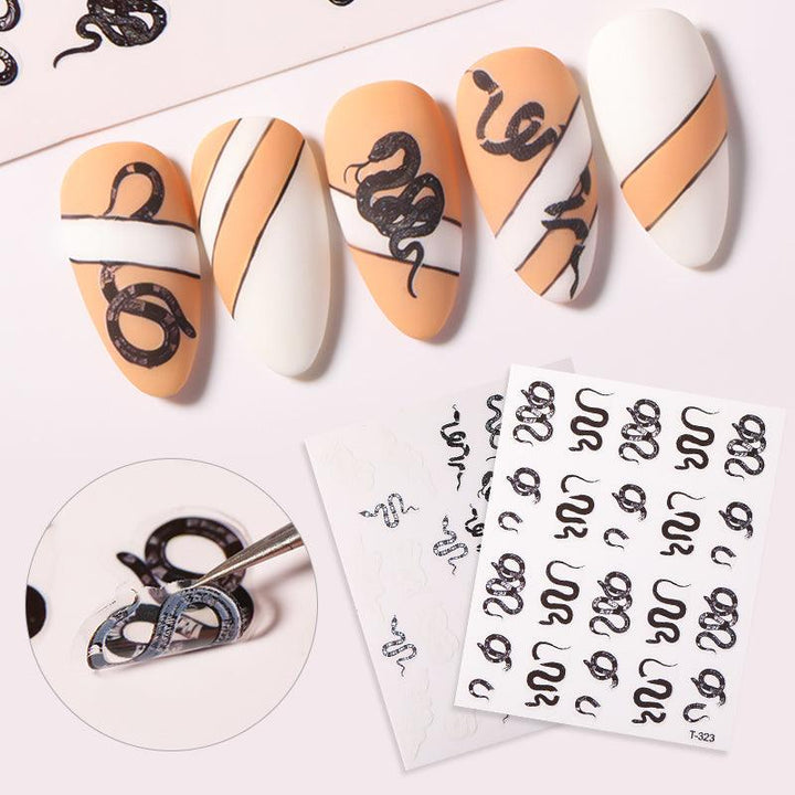 Sticker Víbora Negro Born Pretty – Crystal Nails